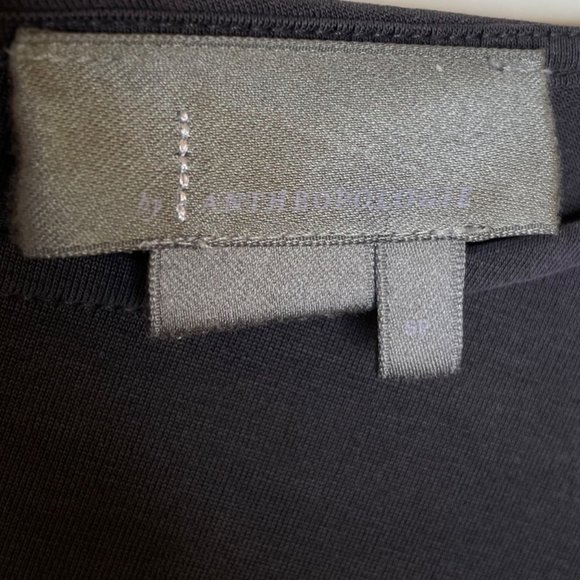 Anthropologie Charcoal Keyhole Ruffle Hem Dress, S Petite - Picture 6 of 9